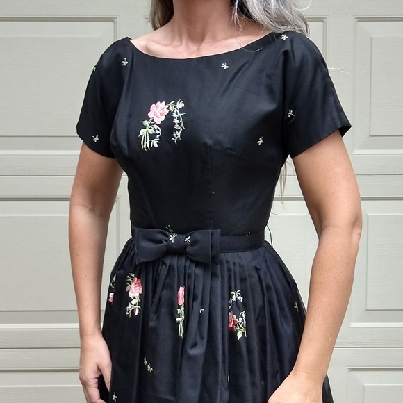 1950's EMBROIDERED ORGANZA DRESS 50's S - Picture 9 of 15